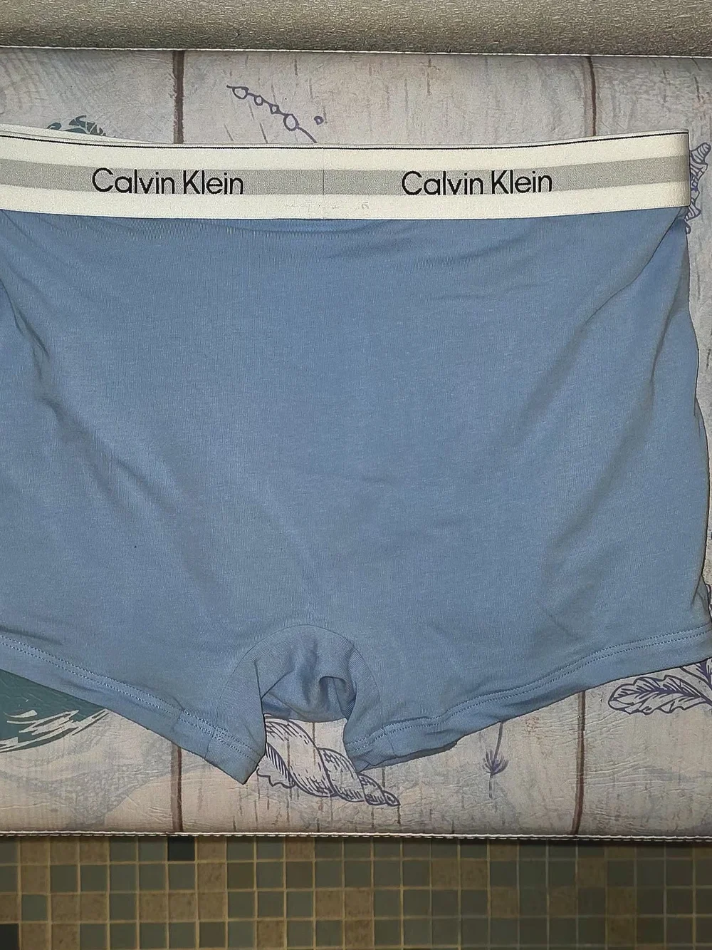 Calvin Klein Light Blue Stretch Cotton Boxer Briefs with White Logo Waistband